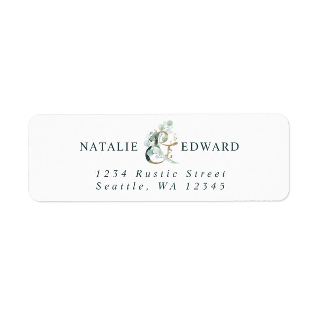 Eucalyptus Ampersand Gold Green Address Label (Front)