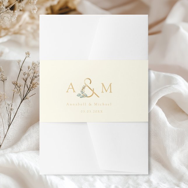 Eucalyptus Ampersand Wedding Invitation Belly Band (Eucalyptus Ampersand Wedding Invitation Belly Band)