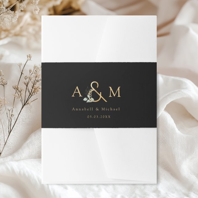 Eucalyptus Ampersand Wedding Invitation Belly Band (Eucalyptus Ampersand Wedding Invitation Belly Band)
