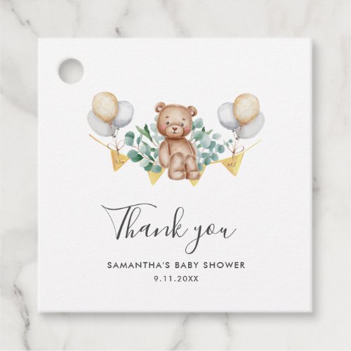 Eucalyptus and Bear Rustic Baby Shower Thank You Favor Tags