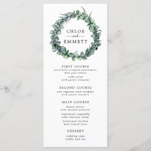 Eucalyptus and Berry Wreath Botanical Wedding Menu