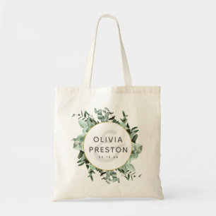 Eucalyptus and Botanical Watercolor Wedding Tote Bag
