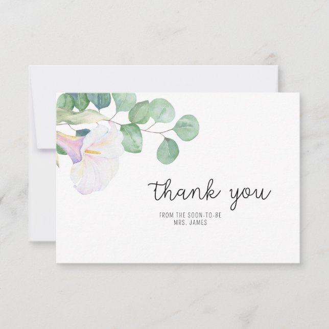 Eucalyptus and calla -  Bridal Shower thank you Card (Front)