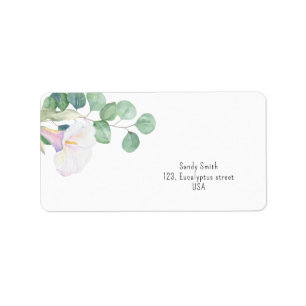 Eucalyptus and calla flower - bridal shower  label