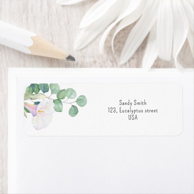 Eucalyptus and calla flower - bridal shower  label (Insitu)