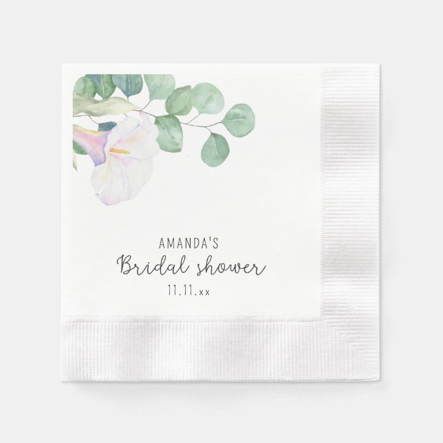 Eucalyptus and calla flower - bridal shower  napkins (Front)