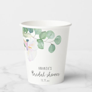 Eucalyptus and calla flower - bridal shower paper cups
