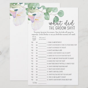 Eucalyptus and calla - What did the groom say game