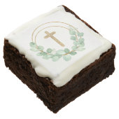 Eucalyptus and Cross First Communion Brownie (Angled)