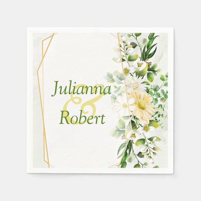 Eucalyptus and daisies  napkins (Front)