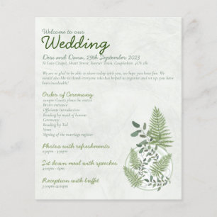 Eucalyptus and Fern Rings Wedding Programme Flyer
