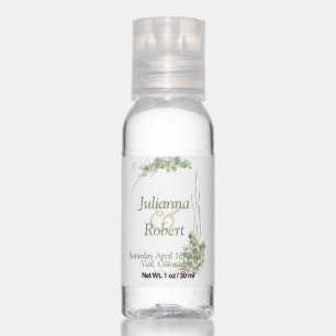 Eucalyptus and gold wedding hand sanitizer