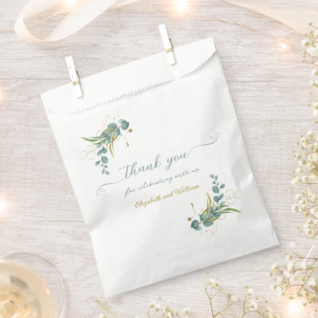 Eucalyptus And Gold Wedding Thank You Favor Bag (Clipped)