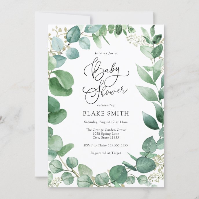 Eucalyptus and Greenery Baby Shower Invitation