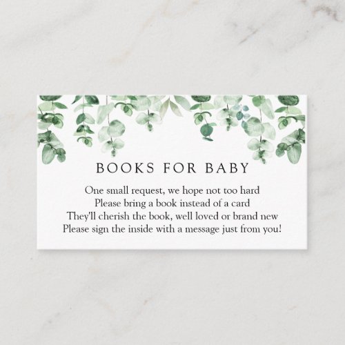 Eucalyptus and Greenery Books for Baby insert card