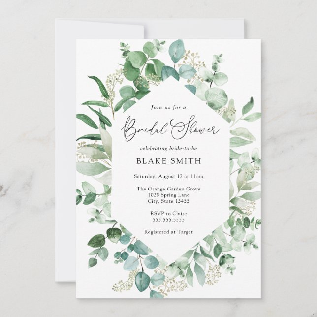 Eucalyptus and Greenery Bridal Shower Invitation (Front)