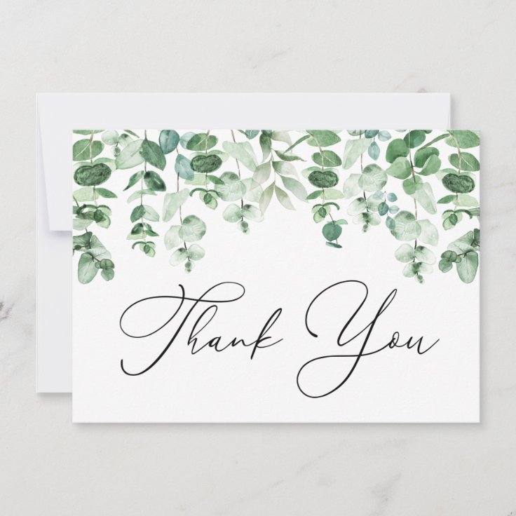 Eucalyptus and Greenery Thank You Note Card | Zazzle