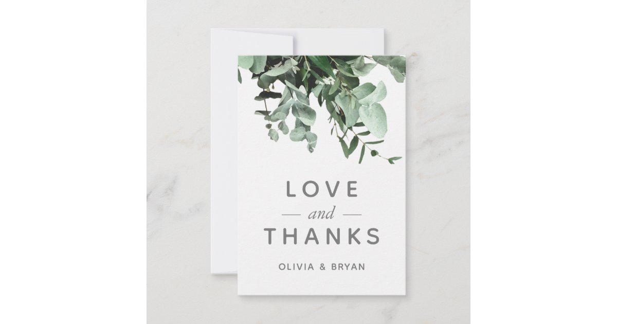Eucalyptus and Greenery Watercolor Thank You Card | Zazzle