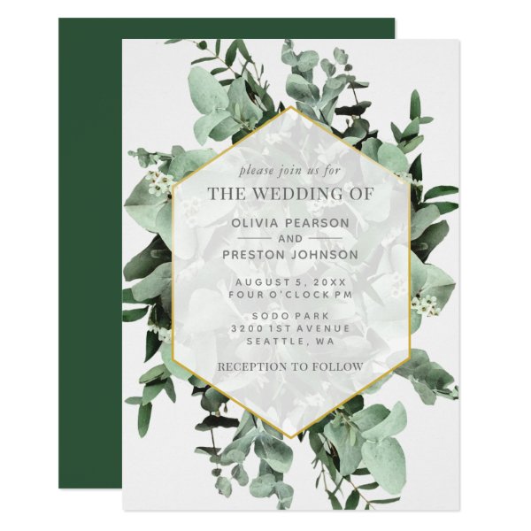 Eucalyptus and Greenery Watercolor Wedding Invitation