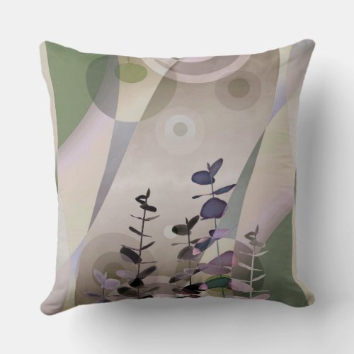 Eucalyptus and light sky throw pillow