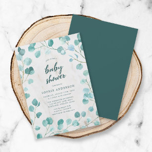 Eucalyptus and Marble Baby Shower Invitation