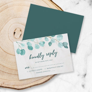 Eucalyptus and Marble Kindly Reply RSVP Card
