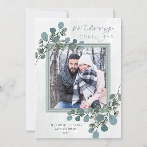 Eucalyptus and Pine Photo Holiday Card
