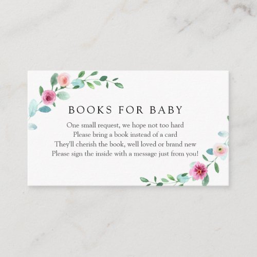 Eucalyptus and Pink Flowers Books for Baby Enclosure Card