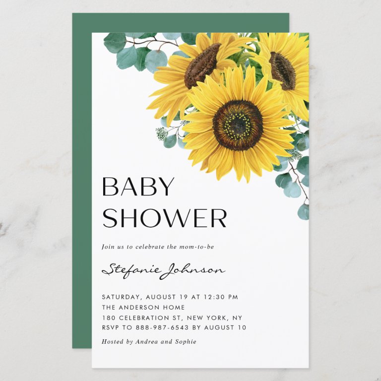 Eucalyptus and Sunflowers Baby Shower Invitation