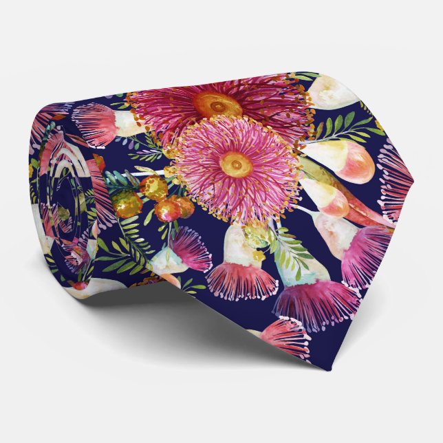 Eucalyptus And Wattle Spring Blooms Neck Tie (Rolled)