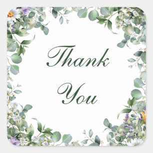 Eucalyptus and Wildflower Wedding Favor Stickers