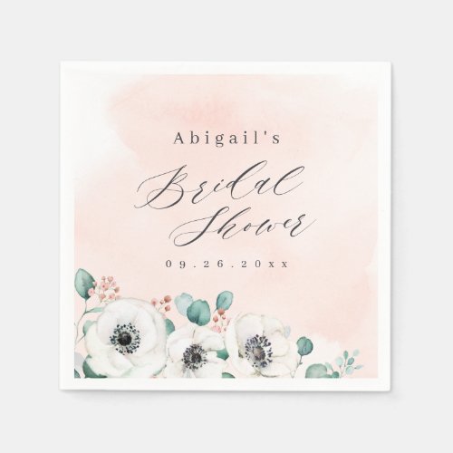 Eucalyptus anemone floral rustic bridal shower  napkins