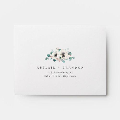 Eucalyptus anemone floral wedding RSVP Envelope