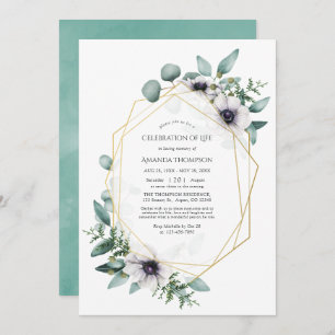 Eucalyptus Anemone Geometric Celebration of Life Invitation