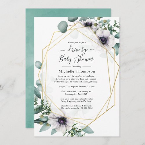 Eucalyptus Anemone Geometric Drive By Shower Invitation