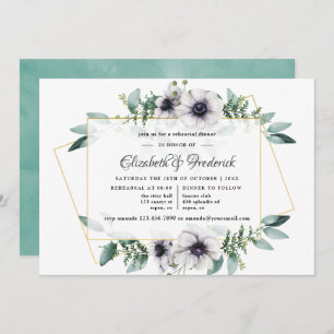 Eucalyptus Anemone Geometric Rehearsal Dinner Invitation