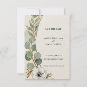 Eucalyptus Anemone Save The Date Card