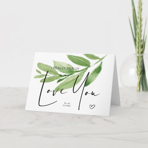 Eucalyptus Anniversary Gift for Husband Love You Card