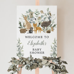 Eucalyptus Australian Animals Baby Shower Welcome Poster
