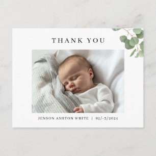 Eucalyptus baby birth announcement photo card