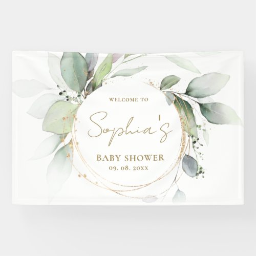Eucalyptus Baby Shower Backdrop Banner