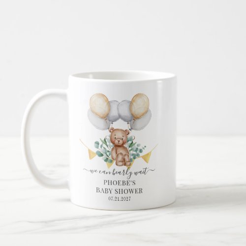 Eucalyptus Baby Shower Bearly Wait Bear  Balloons Coffee Mug