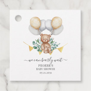 Eucalyptus Baby Shower Bearly Wait Bear & Balloons Favor Tags