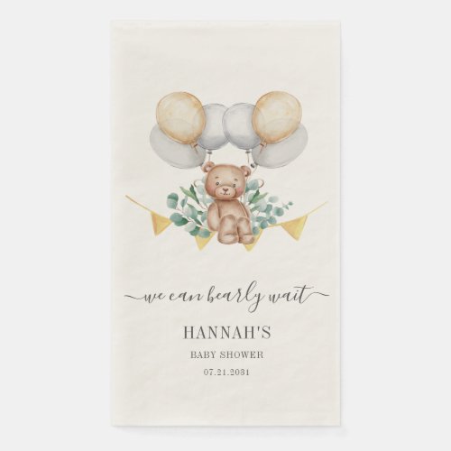 Eucalyptus Baby Shower Bearly Wait Bear Paper Guest Towels