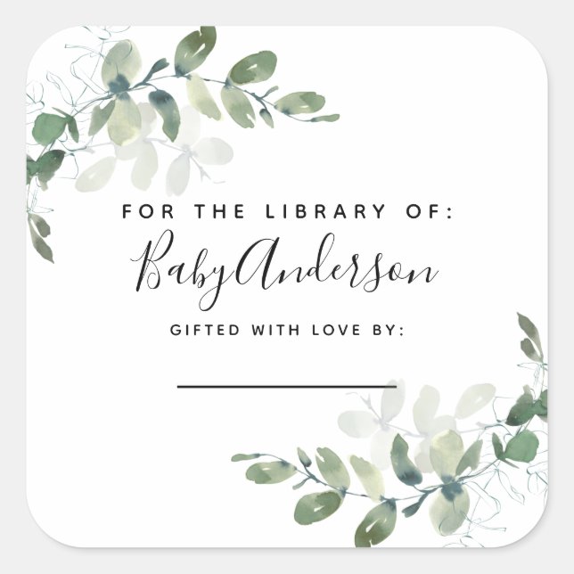 Eucalyptus Baby Shower Bookplate  (Front)