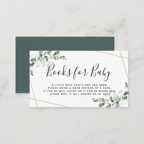 Eucalyptus Baby Shower Books for Baby  Enclosure Card