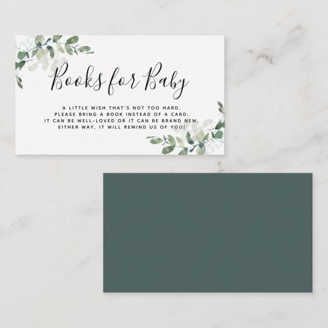 Eucalyptus Baby Shower Books for Baby Enclosure Card (Front/Back)