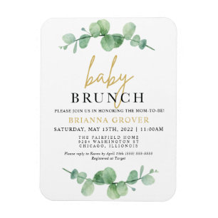Eucalyptus Baby Shower Brunch Invitation Magnet