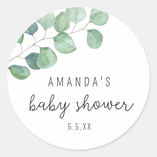 Eucalyptus - baby shower  classic round sticker (Front)