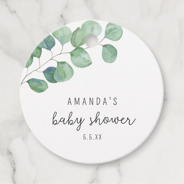 Eucalyptus - baby shower  favor tags (Front)